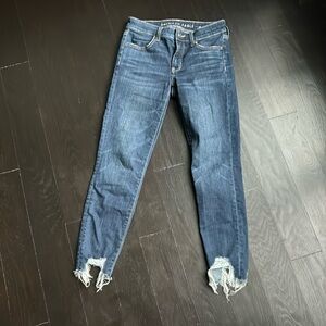 Barely worn dark wash  American Eagle distressed cuff jeans.